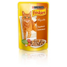 Friskies (Фріскіс) Консервований повнораціонний корм для дорослих котів з індичкою та морквою. Шматочки у підливці 100 г
